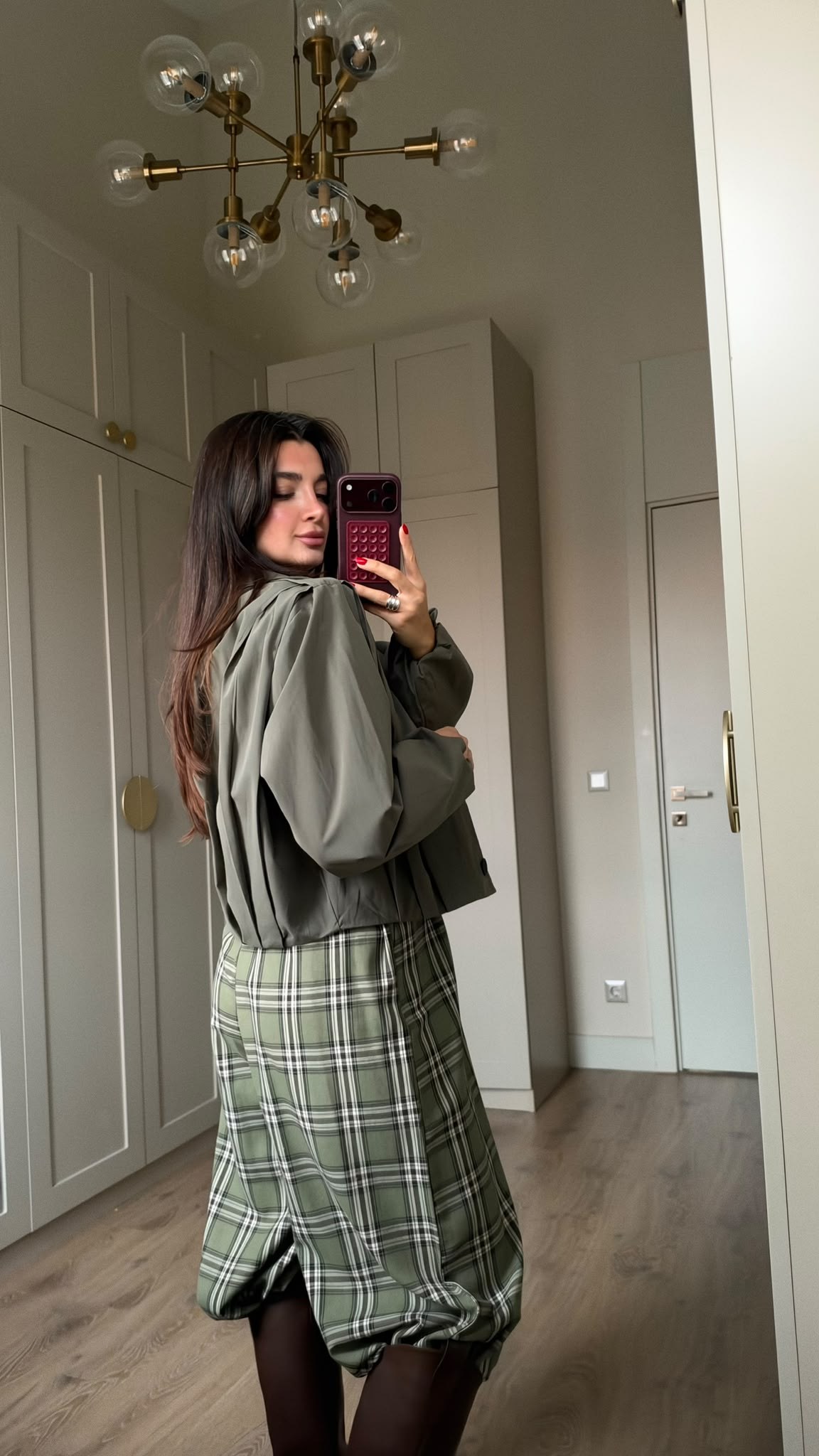 Yeşil Ekose Şalvar Pantolon