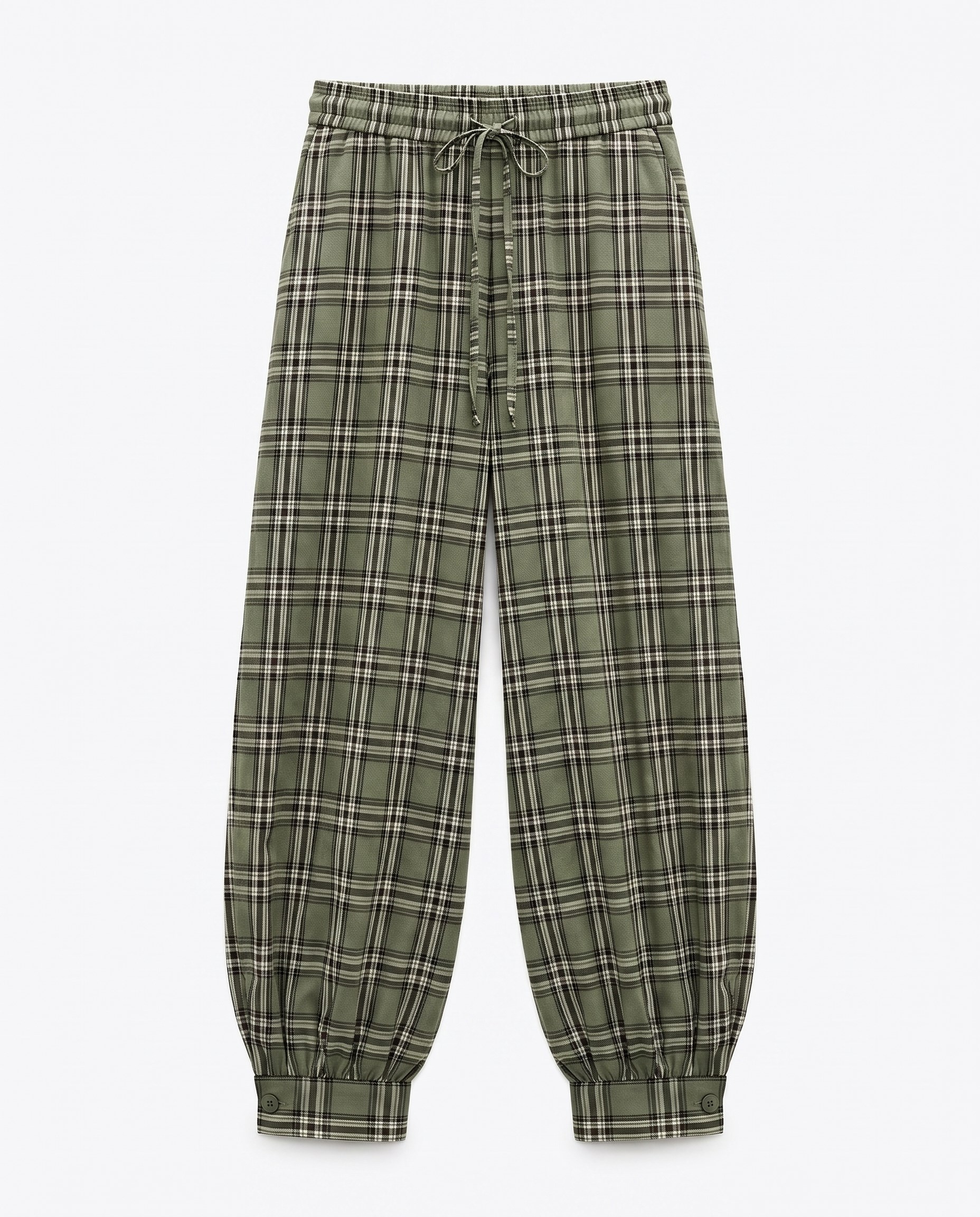 Yeşil Ekose Şalvar Pantolon