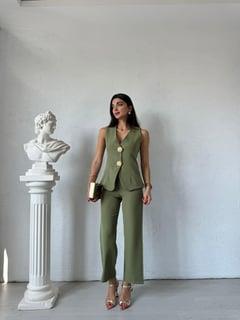 Yeşil Gold Düğmeli Style Takım