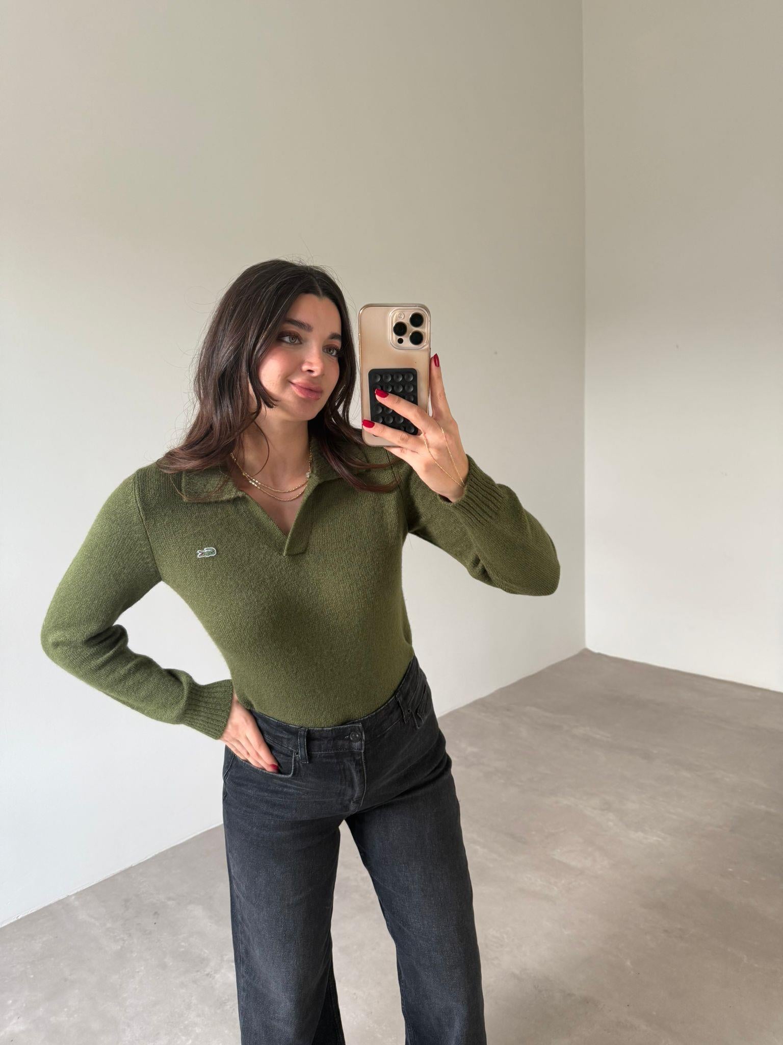 Yeşil Marka Model Polo Yaka Kazak