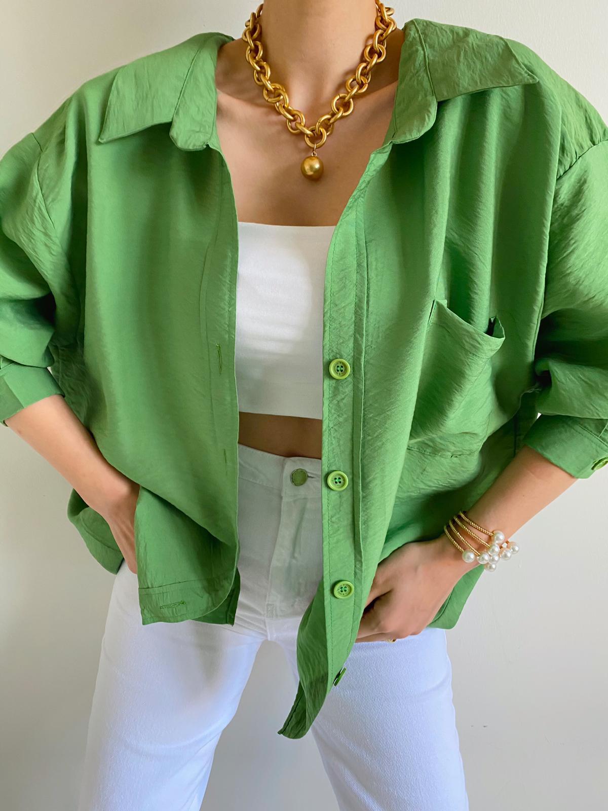 Yeşil Oversize Sofia Gömlek
