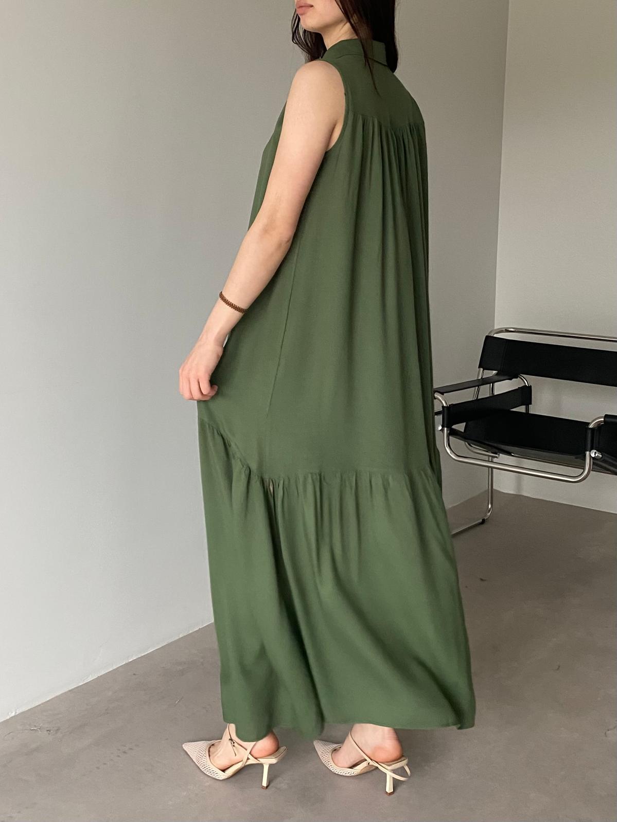 Yeşil Sıfır Kol Gömlek Elbise