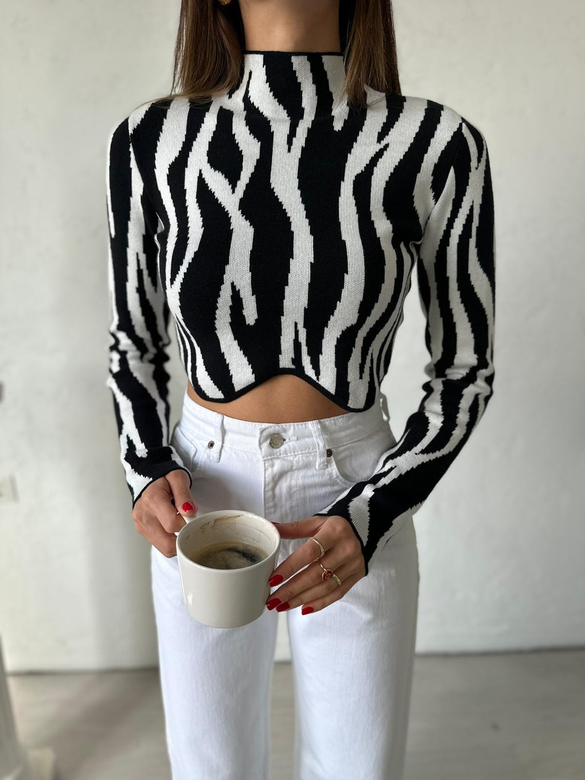 Zebra Desen Crop Kazak