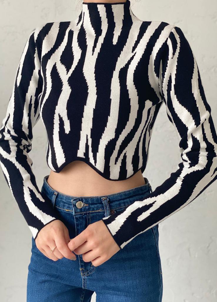 Zebra Desen Crop Kazak
