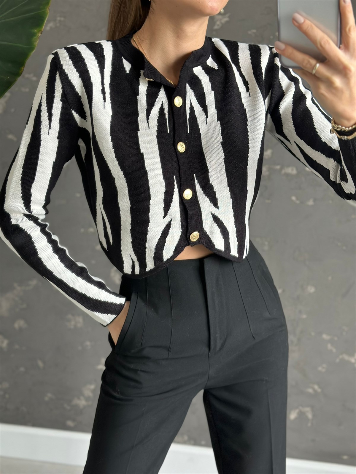 Zebra Desen Kısa Hırka