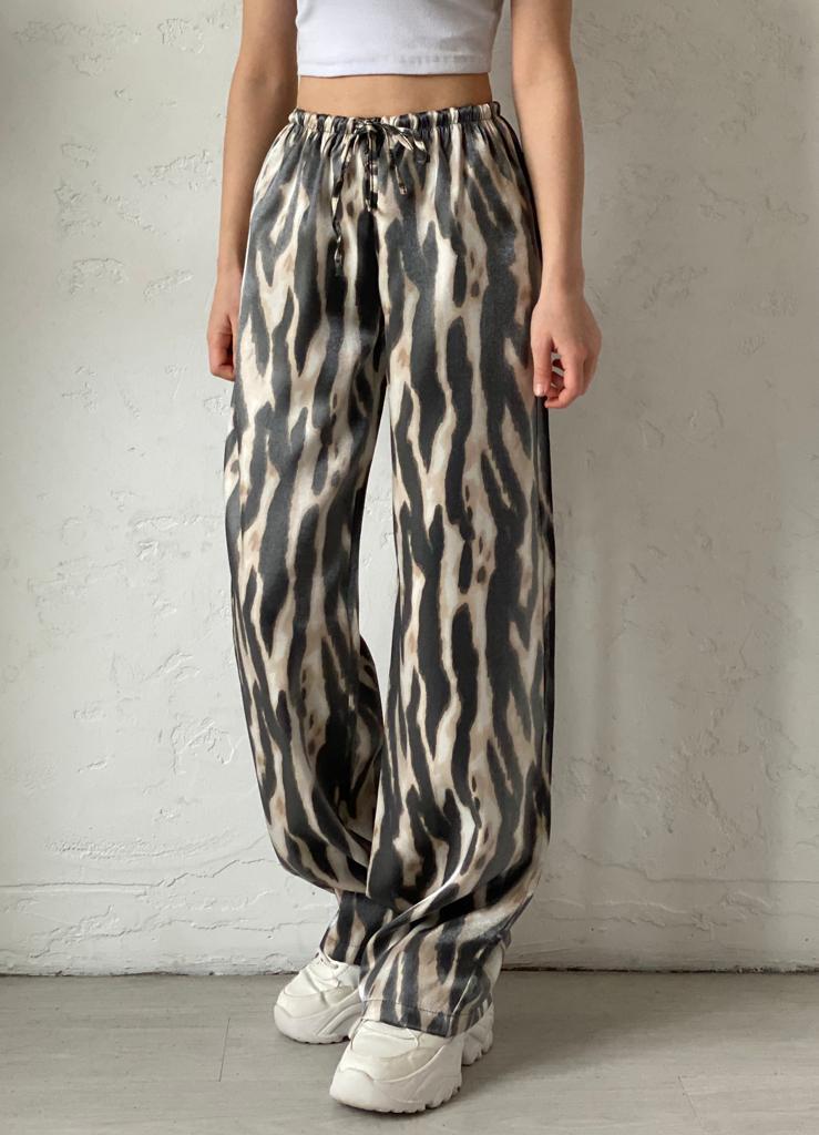 Zebra Desenli Parlak Pantolon