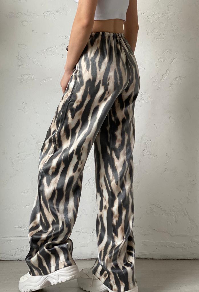 Zebra Desenli Parlak Pantolon