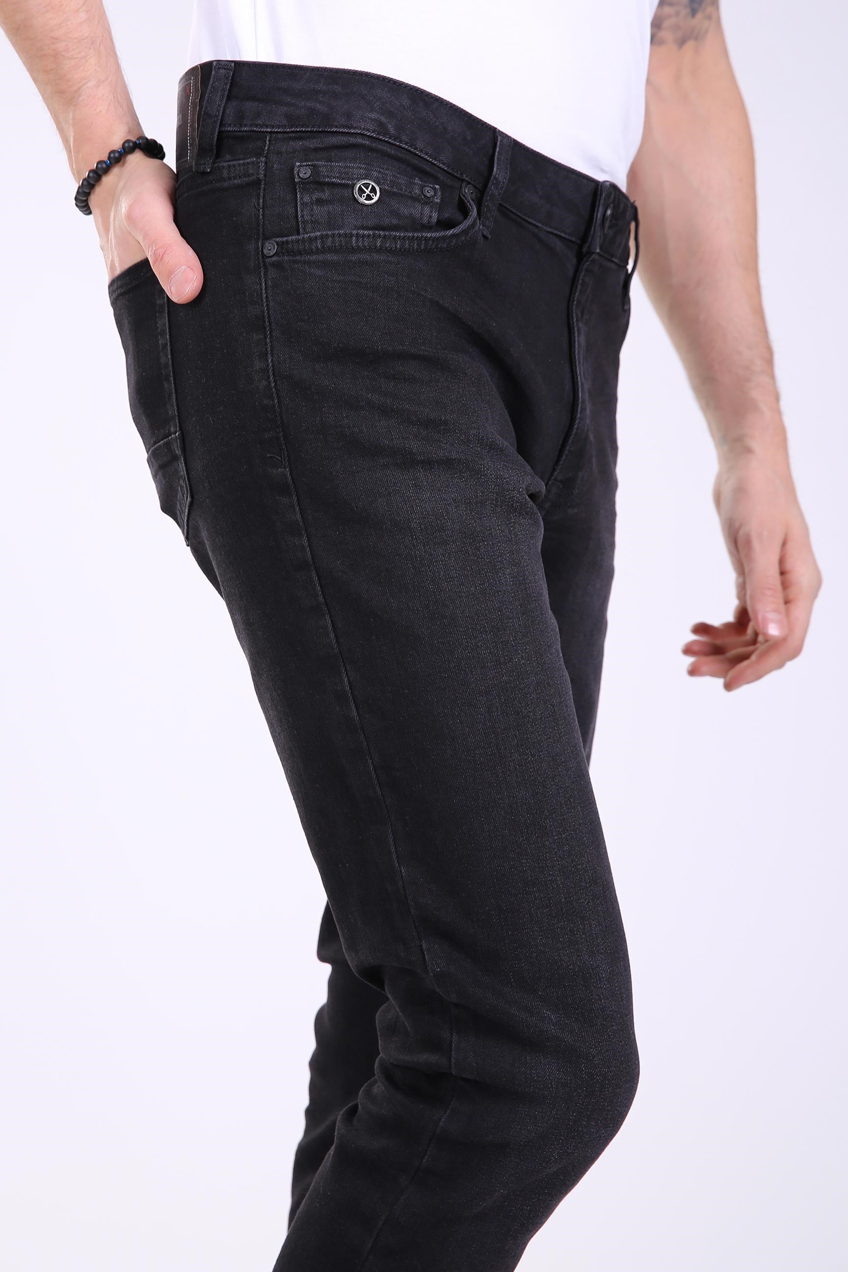 Antrasit Ekstra Dar Paça Denim Pantolon