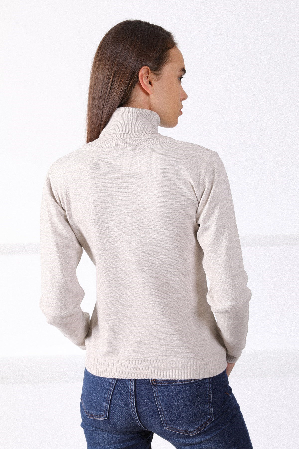 Ferraro A.Bej Balıkçı Yaka Kadın Triko Kazak