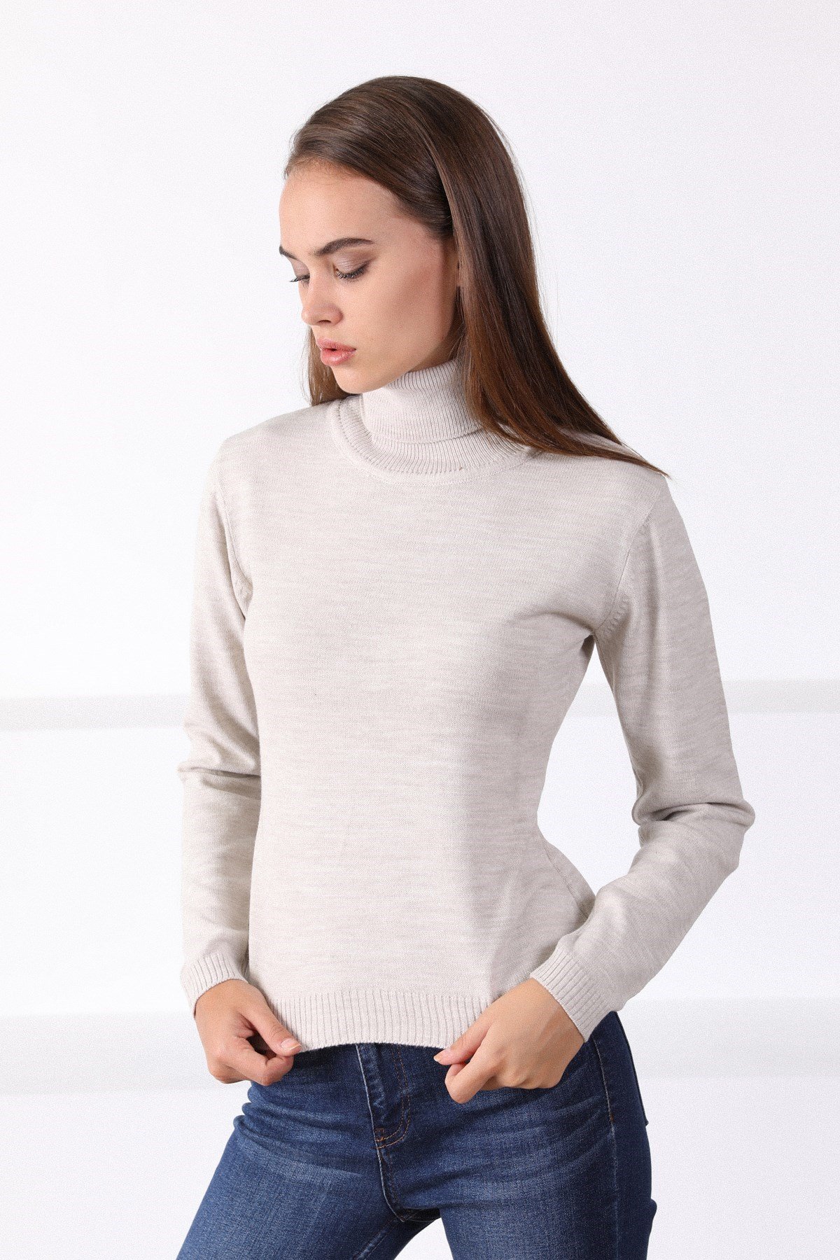 Ferraro A.Bej Balıkçı Yaka Kadın Triko Kazak