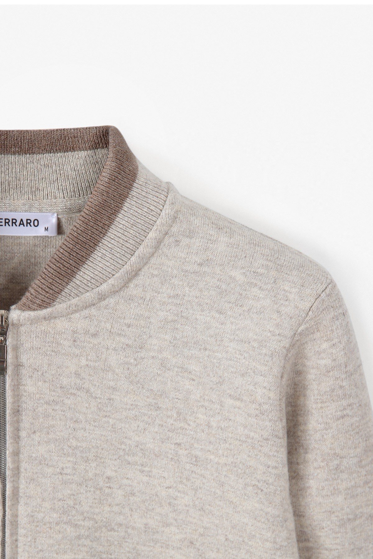 Ferraro A.Bej Bomber Yaka Kaşmirli Erkek Triko Hırka