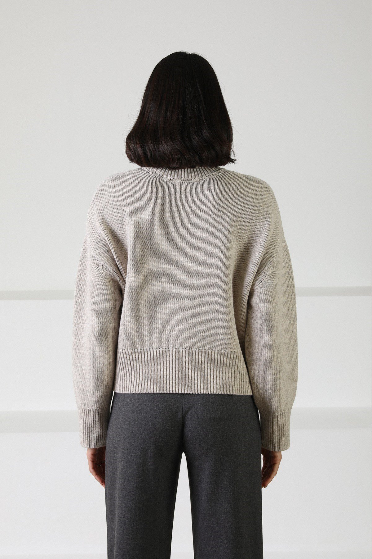 Ferraro A.Bej Uzun Kollu Balıkçı Yaka Kaşmirli Kadın Triko Kazak