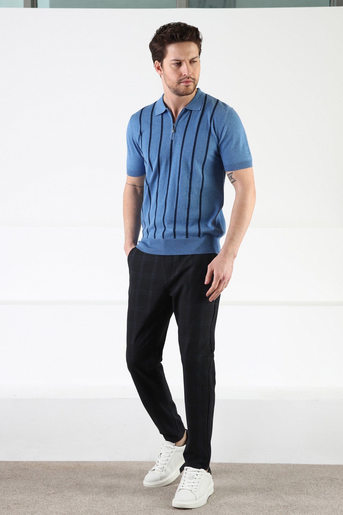 Ferraro A.Havacı Fermuarlı Polo Yaka %100 Pamuk Erkek Triko T-Shirt