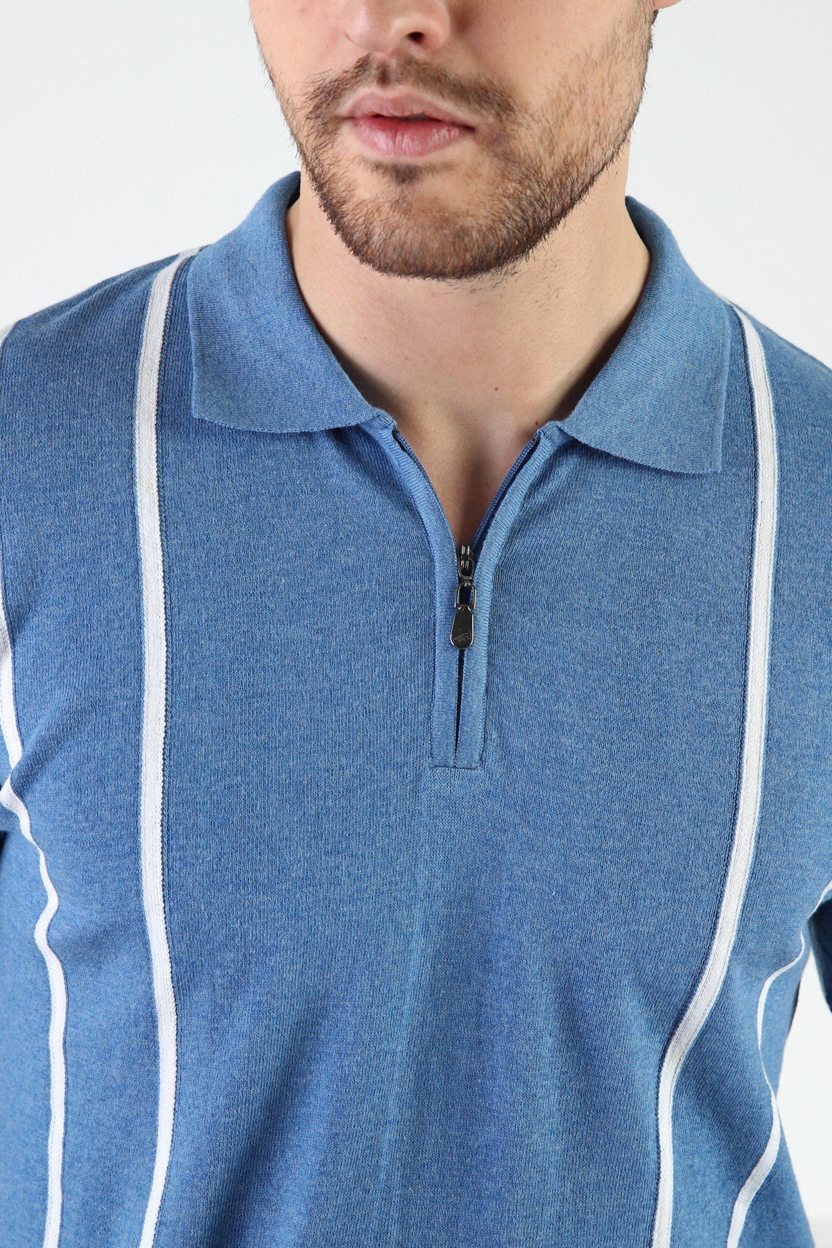 Ferraro A.Havacı Fermuarlı Polo Yaka %100 Pamuk Erkek Triko T-Shirt