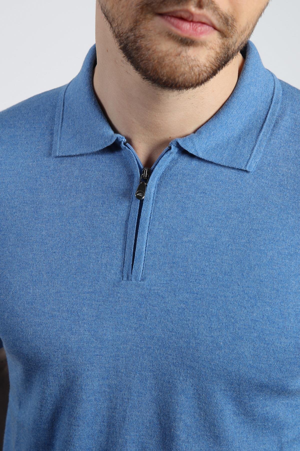 Ferraro A.Havacı Polo Yaka Fermuarlı Erkek Pamuk Triko T-Shirt
