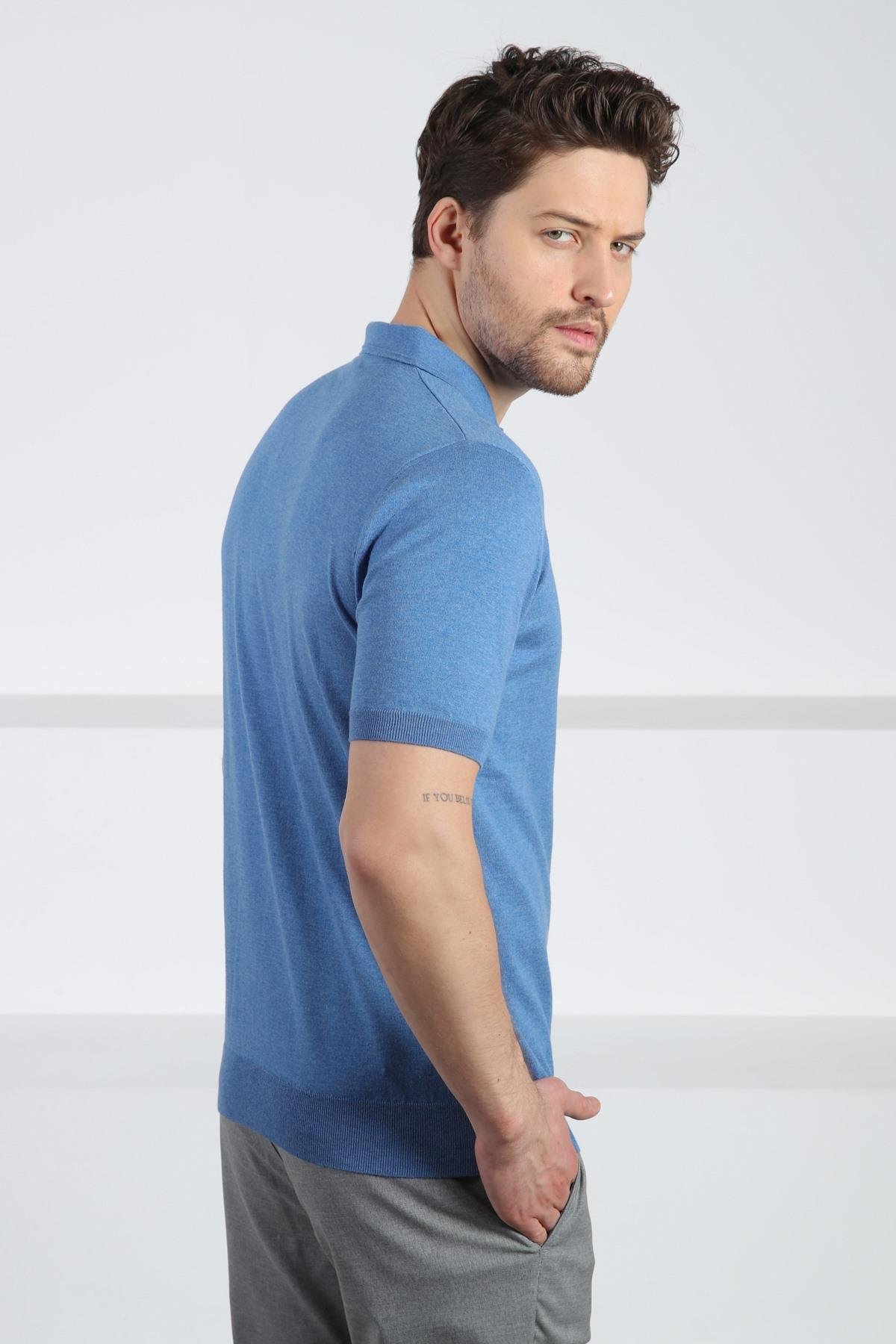 Ferraro A.Havacı Polo Yaka Fermuarlı Erkek Pamuk Triko T-Shirt