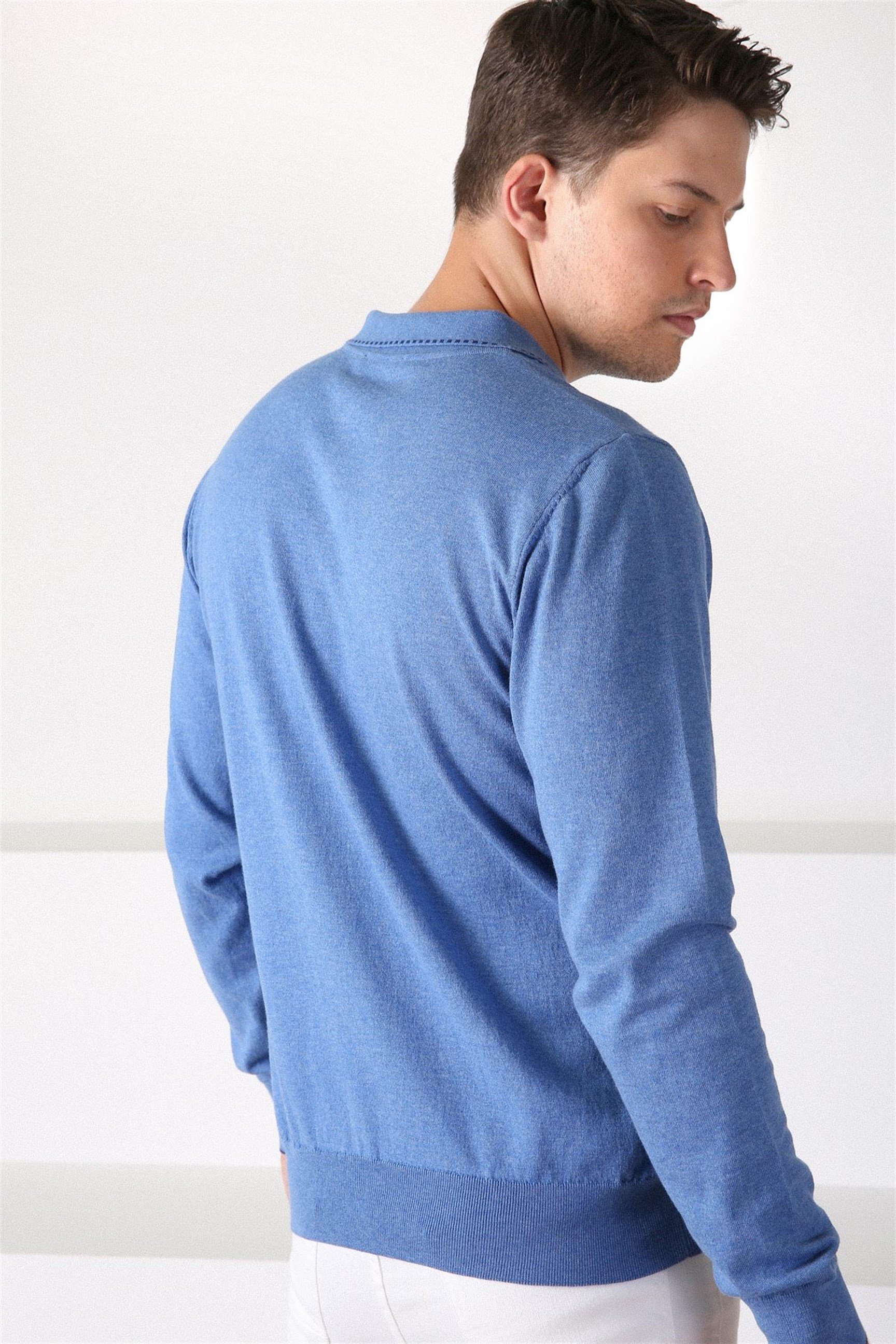 Ferraro A.Havacı Polo Yaka Fermuarlı Erkek Pamuk Kazak