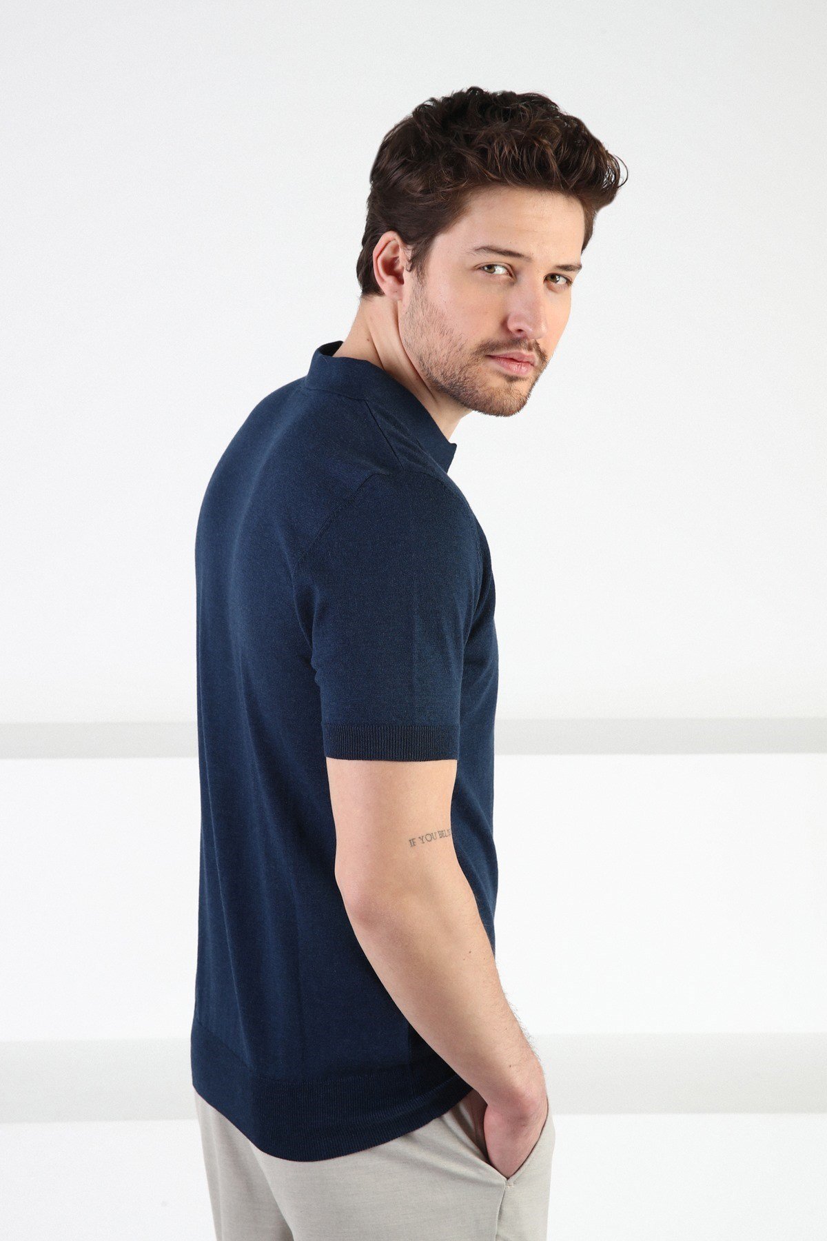 Ferraro A.Laci Fermuarlı Polo Yaka %100 Pamuk Erkek Triko T-Shirt