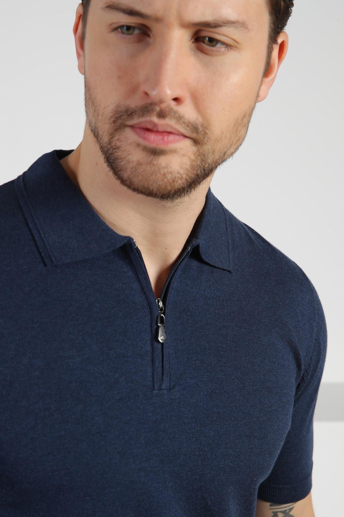 Ferraro A.Laci Polo Yaka Fermuarlı Erkek Pamuk Triko T-Shirt