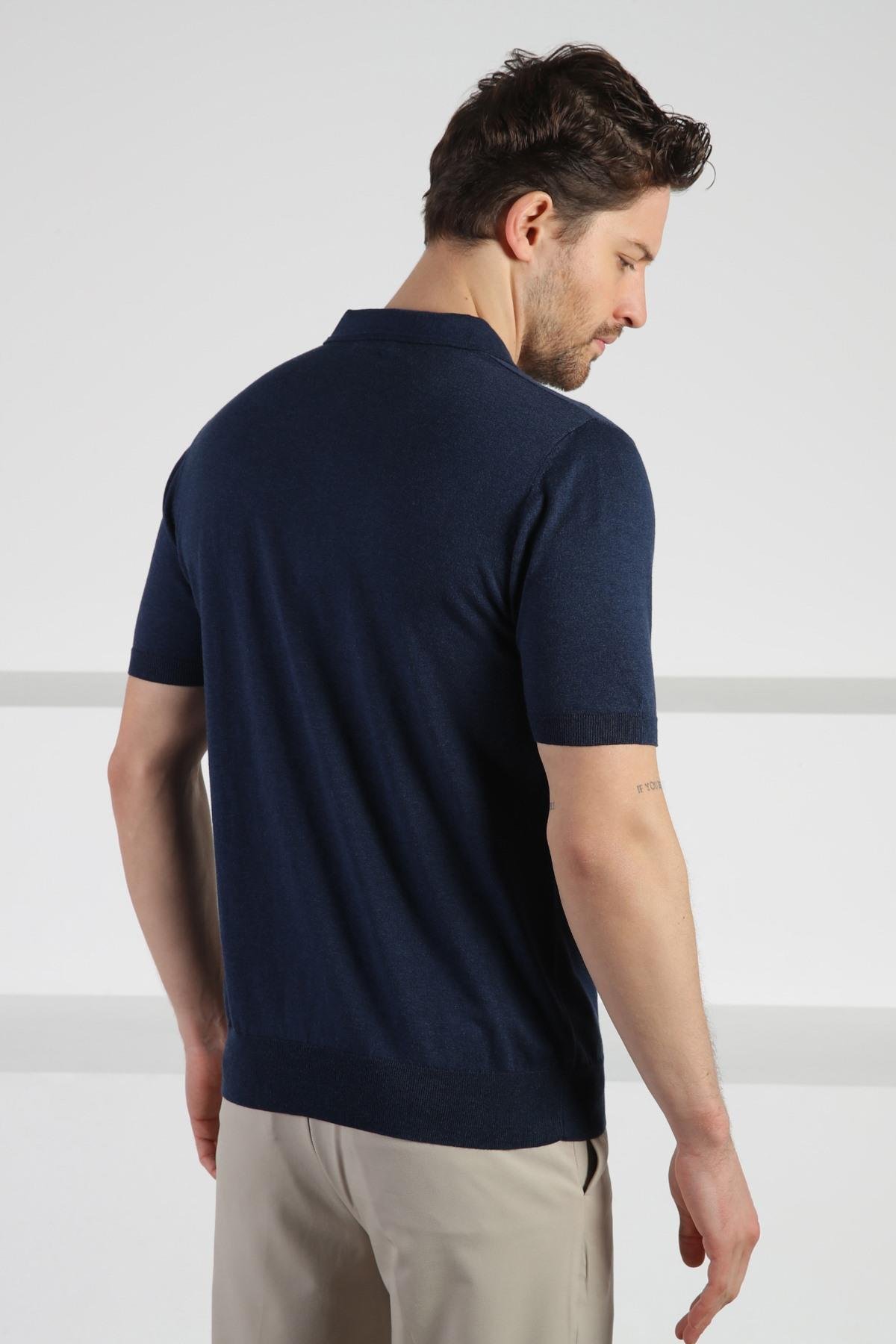 Ferraro A.Laci Polo Yaka Fermuarlı Erkek Pamuk Triko T-Shirt