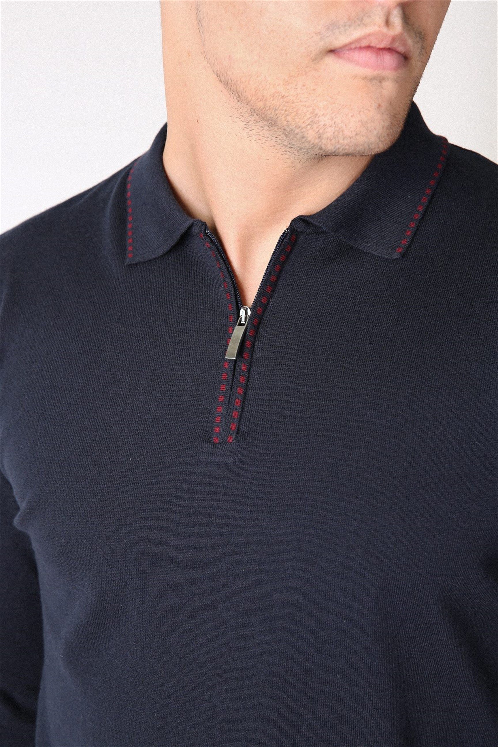 Ferraro A.Laci Polo Yaka Fermuarlı Erkek Pamuk Kazak