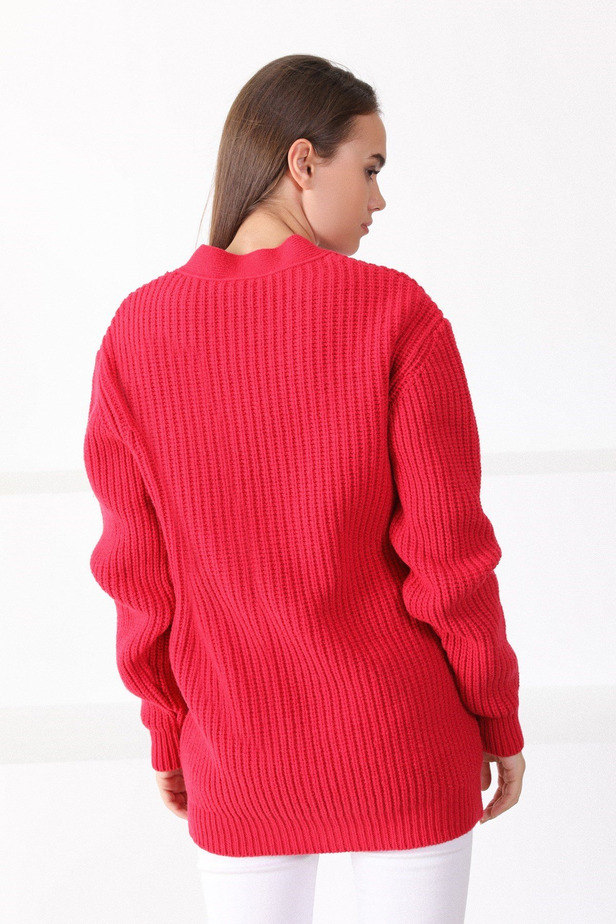 Ferraro Adda Kuzu Yünü Oversize Kadın Triko Hırka