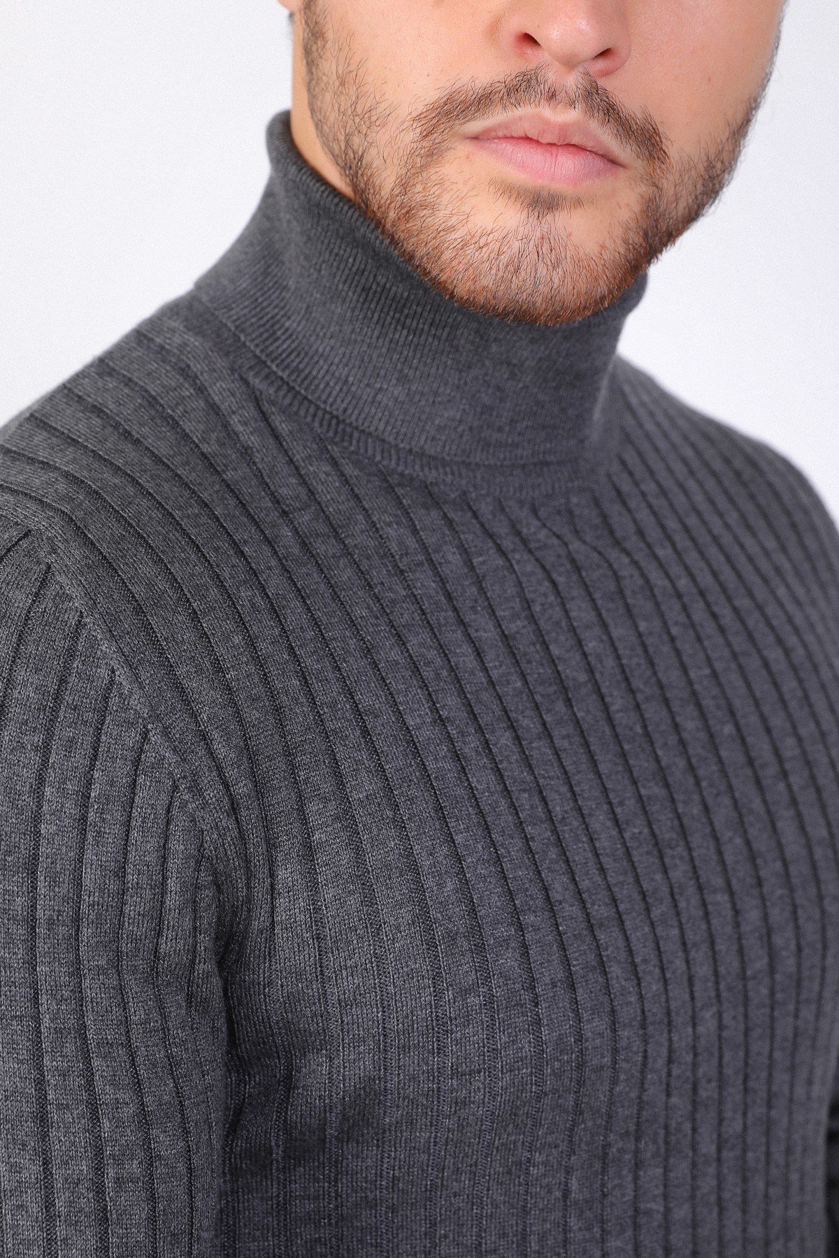 Ferraro Antrasit Balıkçı Yaka Fitilli Erkek Kazak