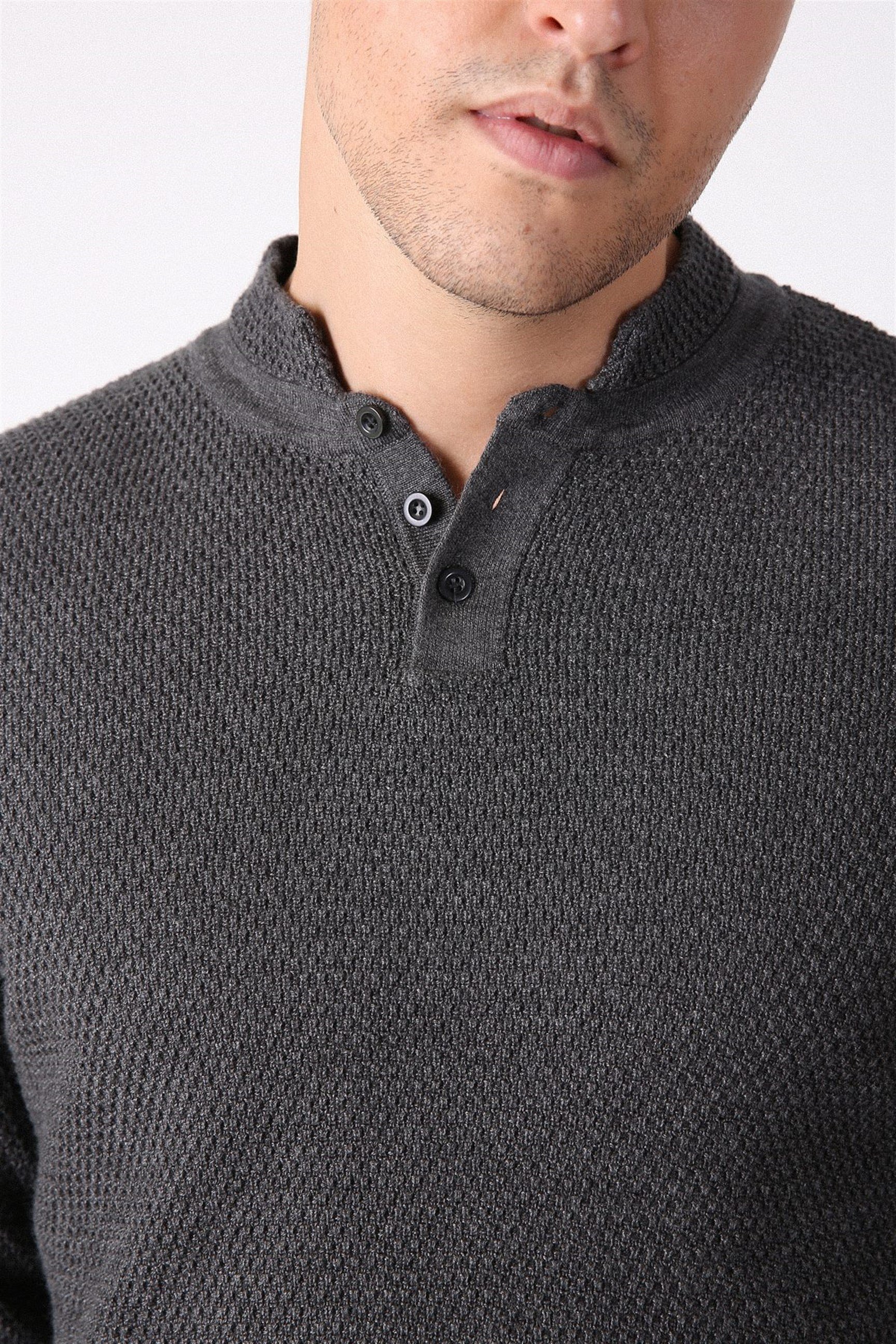 Ferraro Antrasit Bisiklet Yaka Erkek Pamuk Kazak