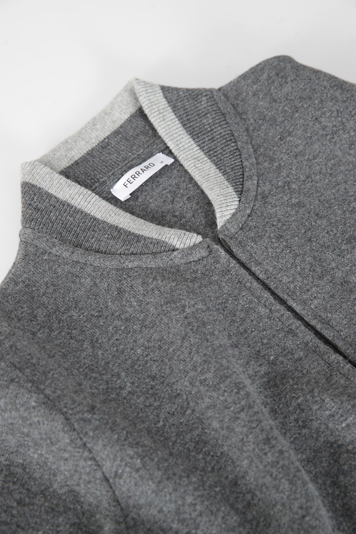 Ferraro Antrasit Bomber Yaka Kaşmirli Erkek Triko Hırka
