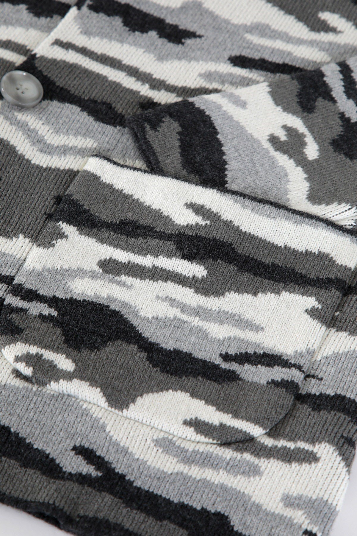 Ferraro Antrasit Kamuflaj Desenli Yün Triko Ceket