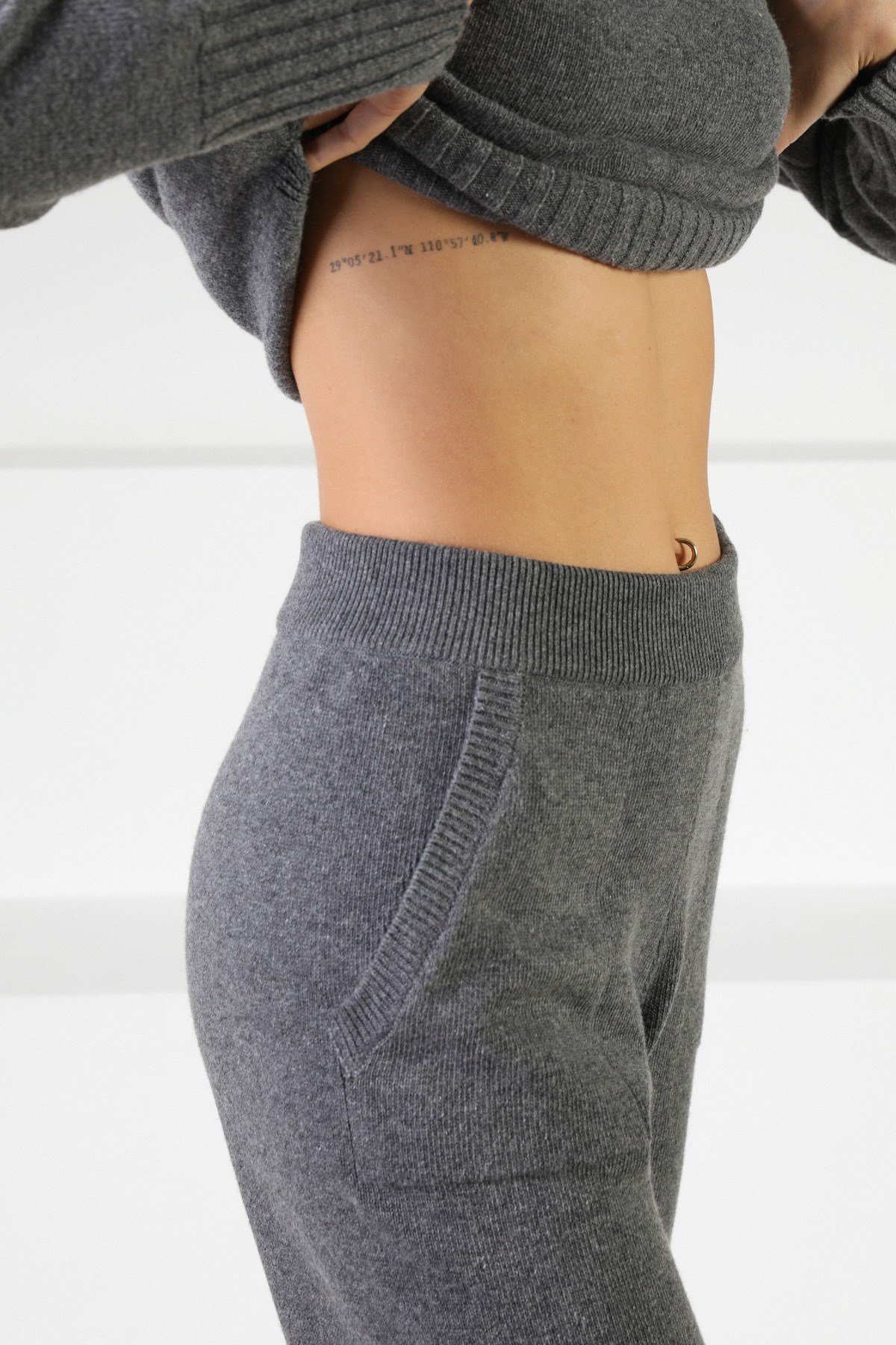 Ferraro Antrasit Kaşmirli Kadın Triko Pantolon