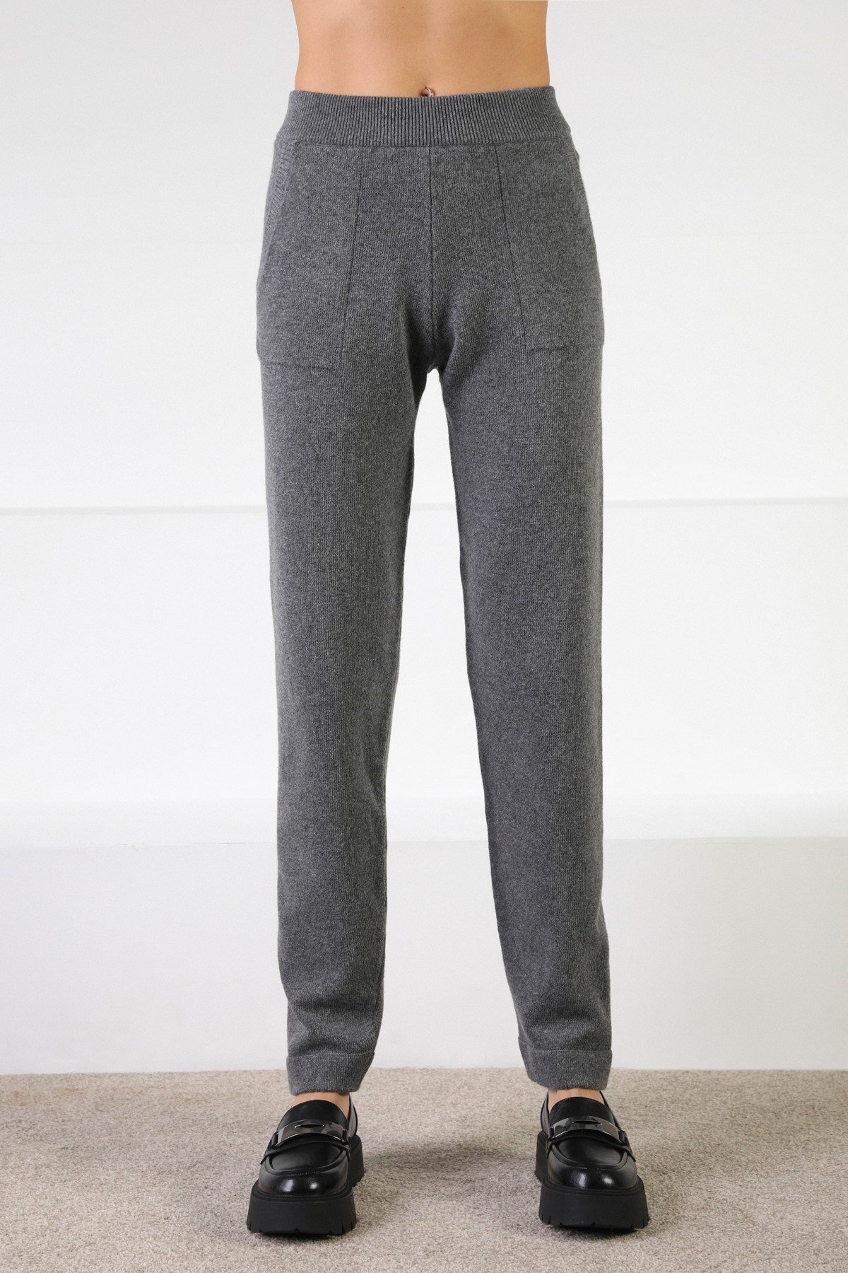 Ferraro Antrasit Kaşmirli Kadın Triko Pantolon