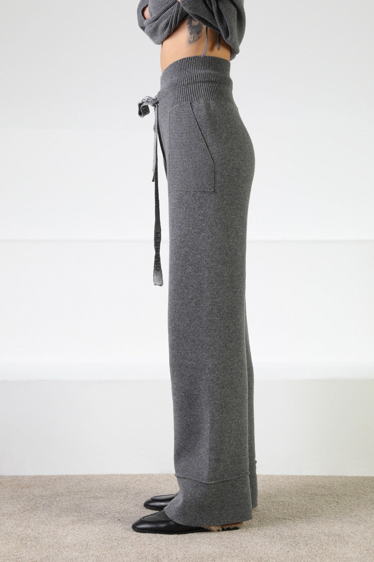 Ferraro Antrasit Kaşmirli Kadın Triko Pantolon