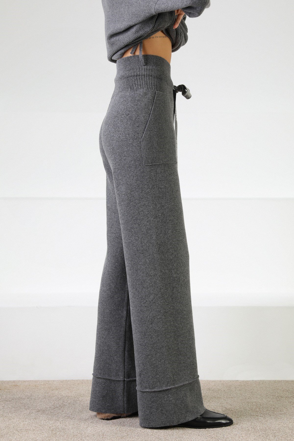 Ferraro Antrasit Kaşmirli Kadın Triko Pantolon
