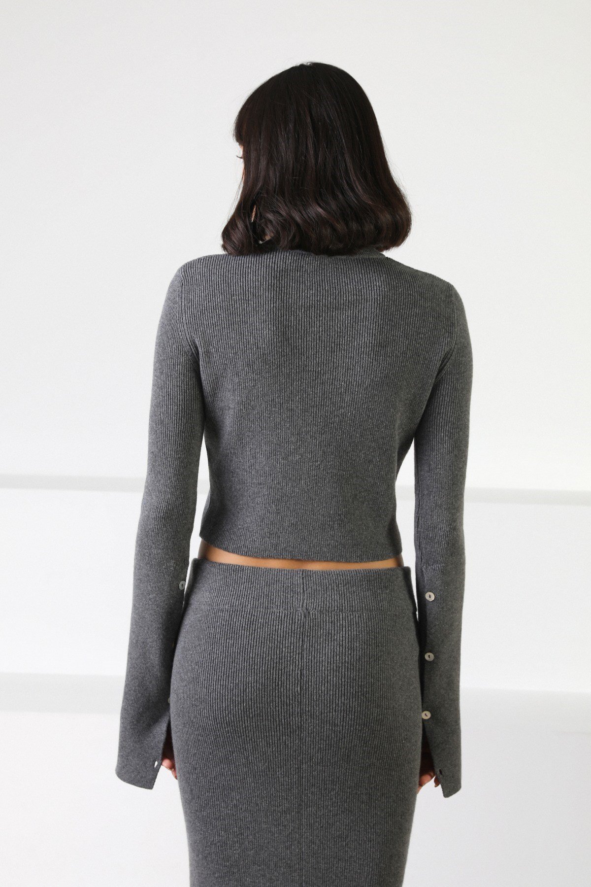 Ferraro Antrasit Uzun Kollu Bisiklet Yaka Kaşmirli Kadın Triko Kazak