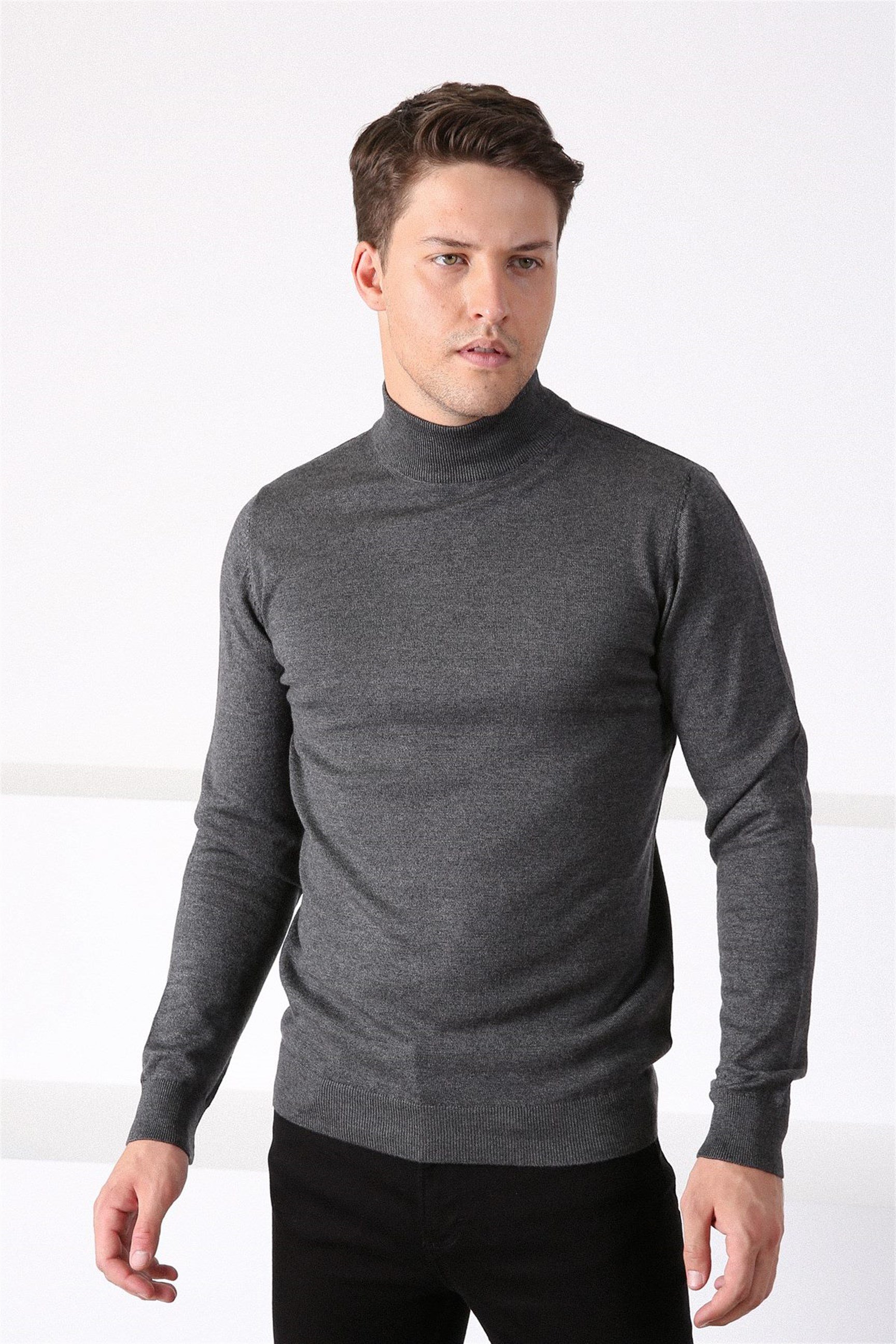 Ferraro Antrasit Yarım Balıkçı Yaka Erkek Pamuk Kazak