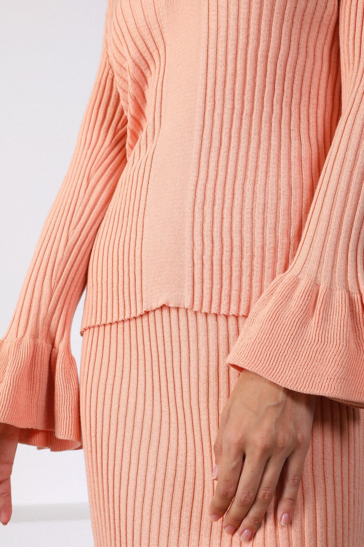 Ferraro Apricot Yırtmaçlı Kadın Triko Etek