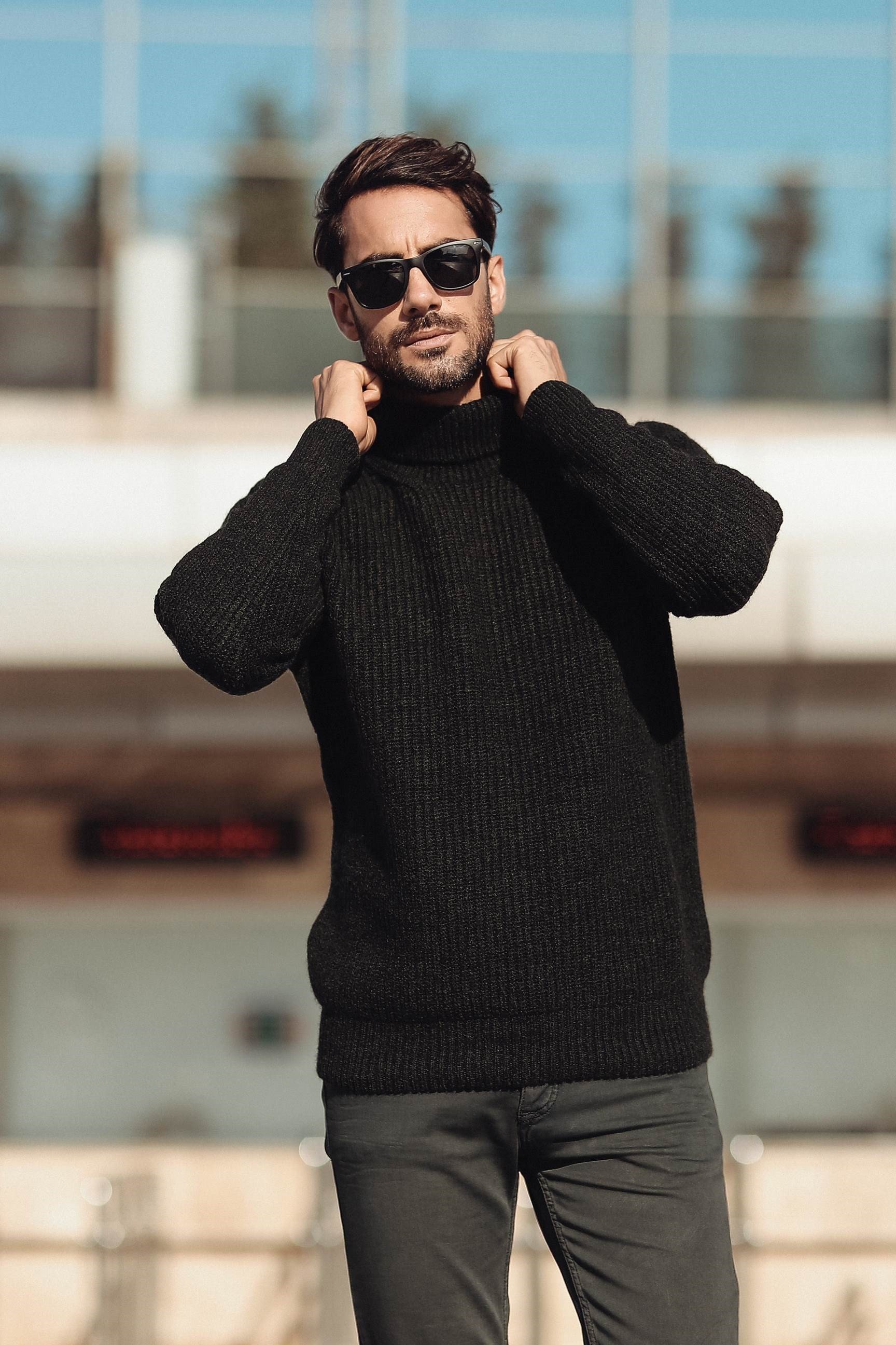 Ferraro Balıkçı Yaka Alpaka Yün Kazak - Haki