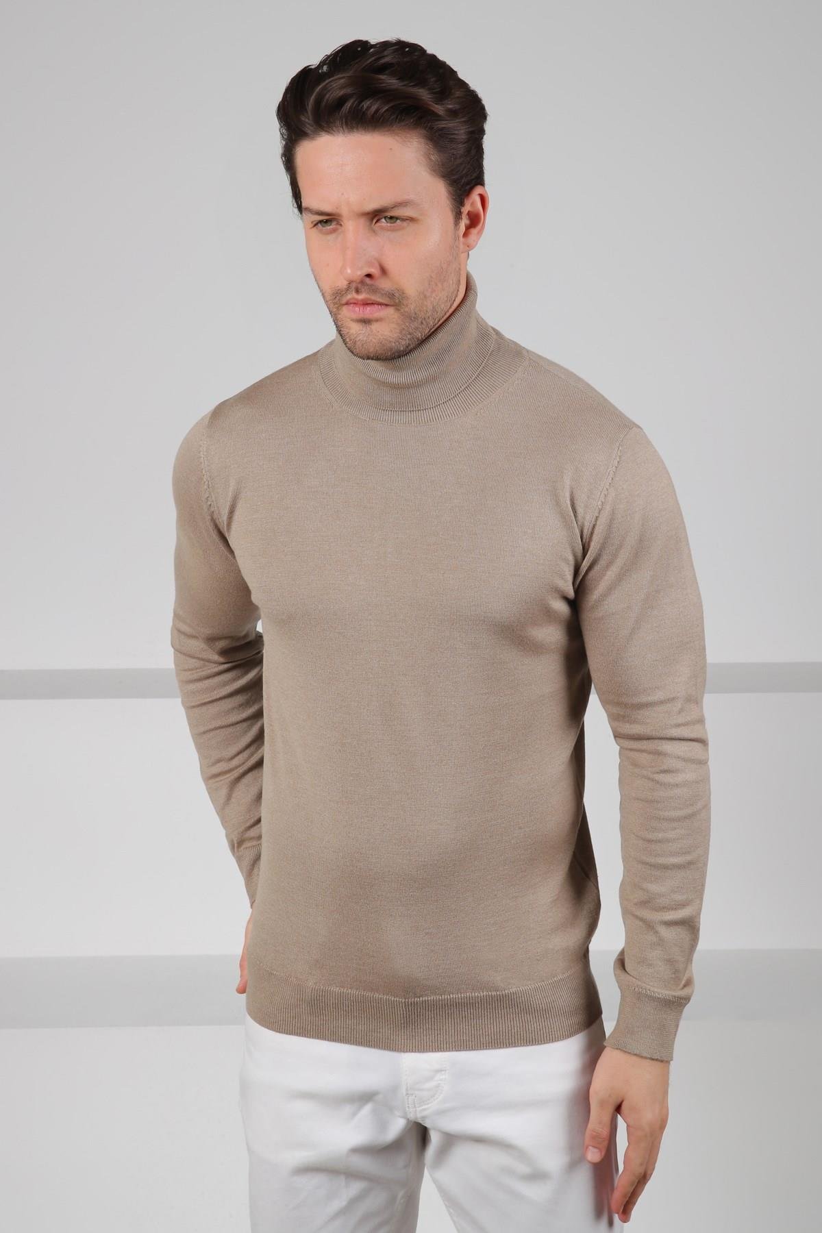 Ferraro Bej Balıkçı Yaka Pamuk Kazak