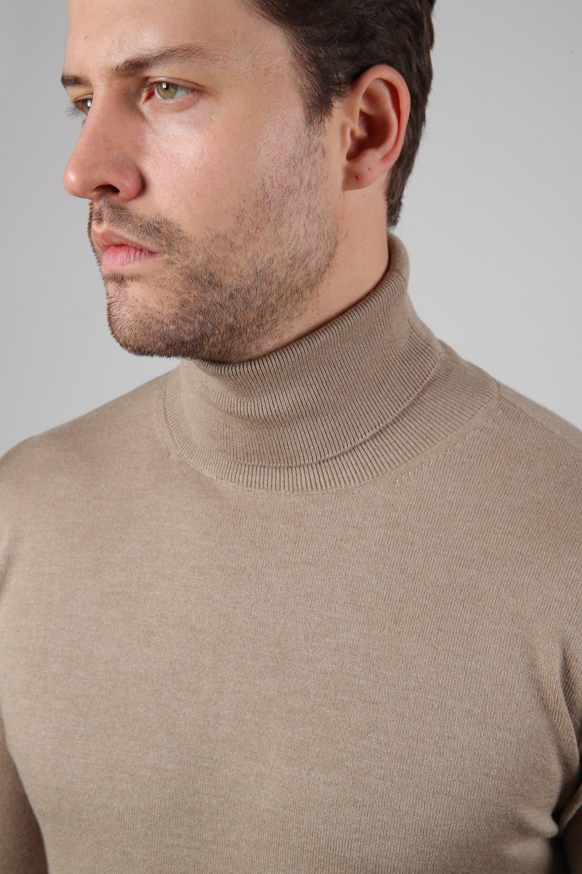 Ferraro Bej Balıkçı Yaka Pamuk Kazak