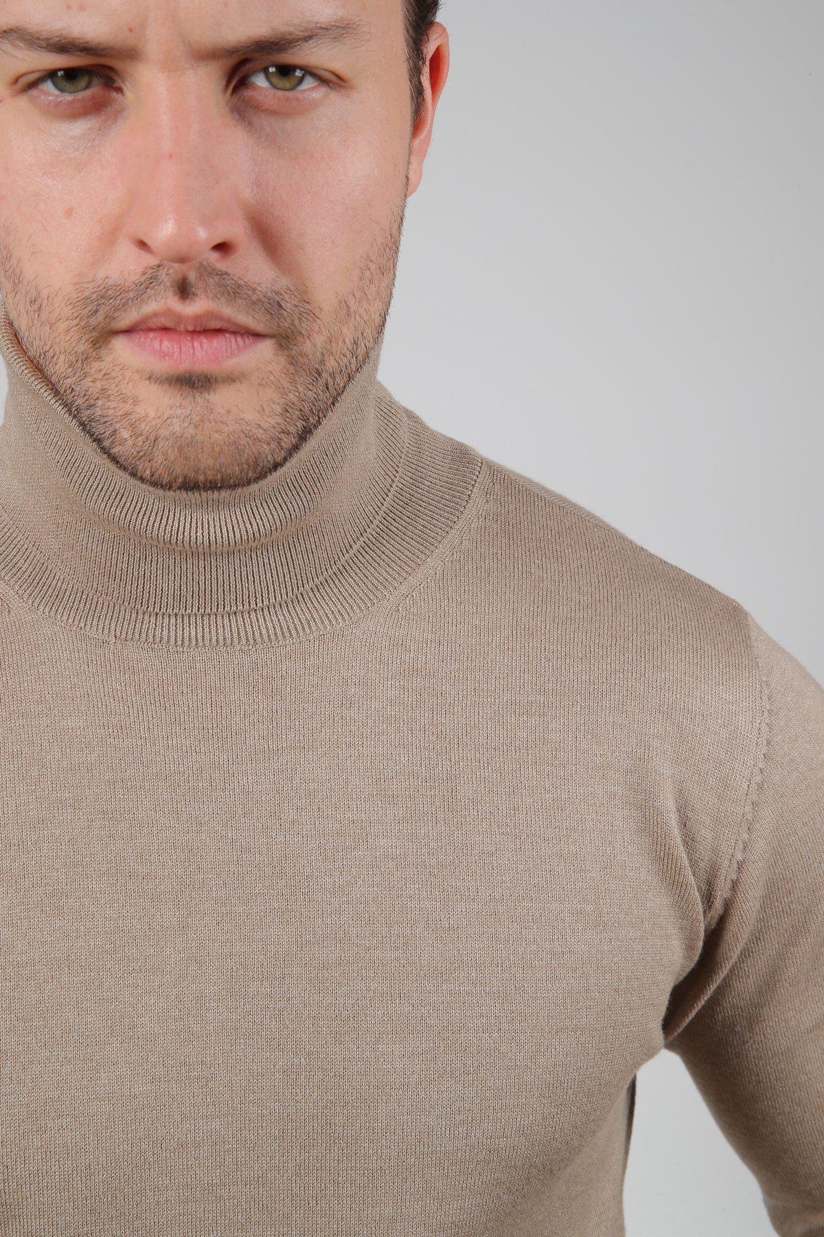 Ferraro Bej Balıkçı Yaka Pamuk Kazak