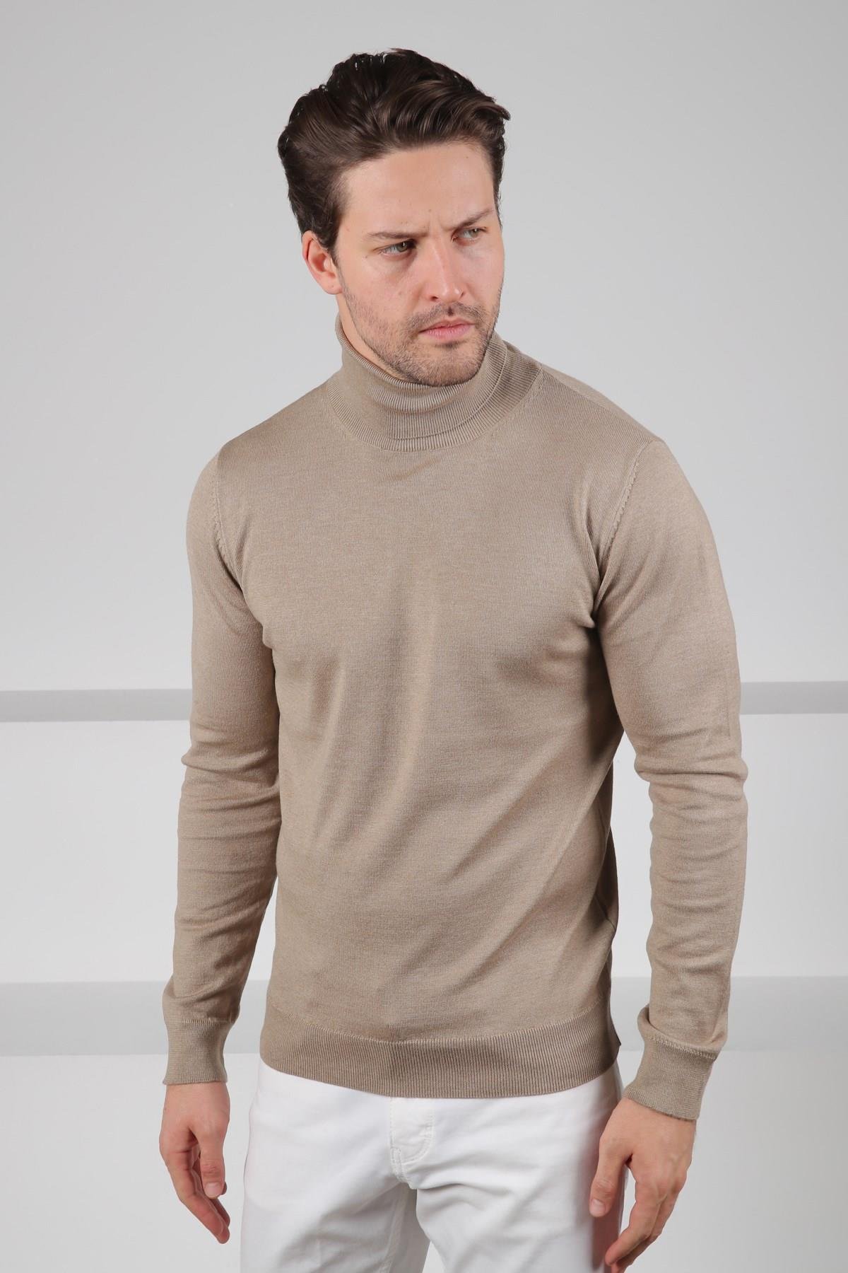 Ferraro Bej Balıkçı Yaka Pamuk Kazak