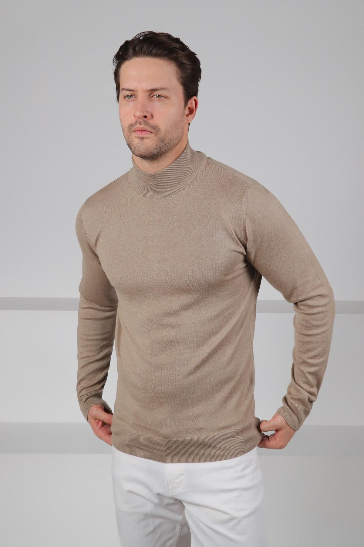 Ferraro Bej Balıkçı Yaka Pamuk Kazak