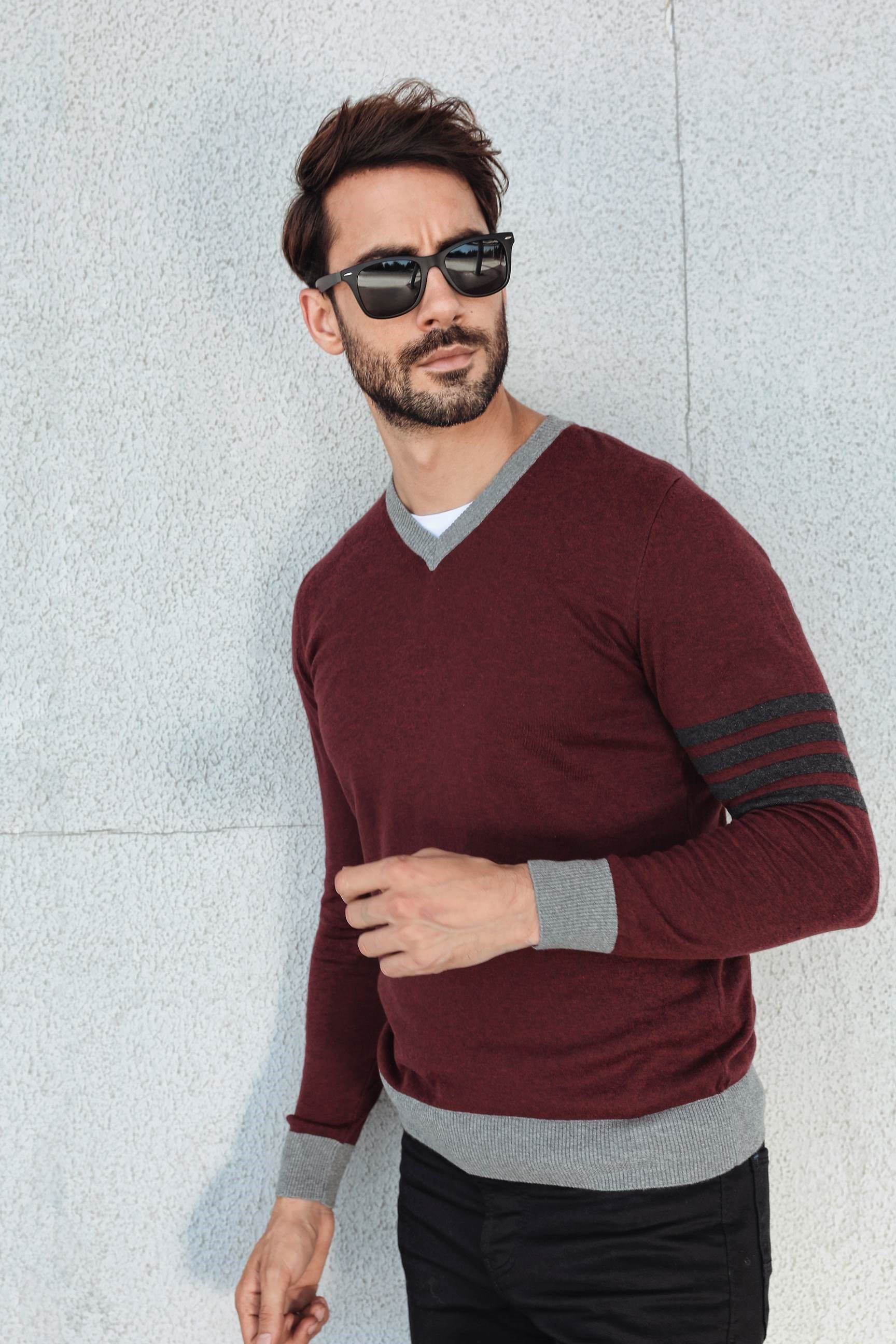 Ferraro Bisiklet Yaka Pamuk İpek Kazak - Bordo