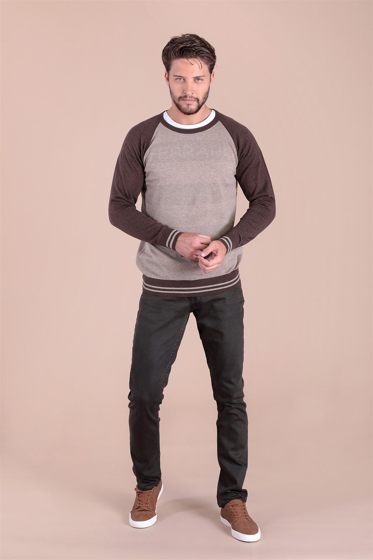 Ferraro Bisiklet Yaka Pamuk İpek Kazak - Kahve