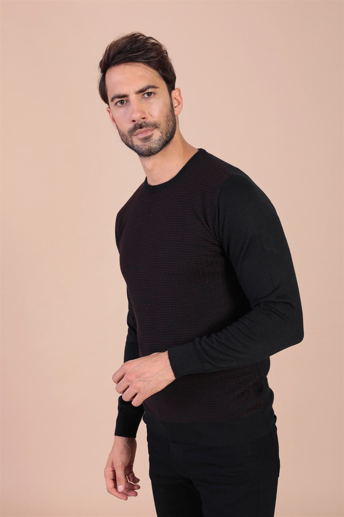 Ferraro Bisiklet Yaka Superfine Yün Kazak - Siyah