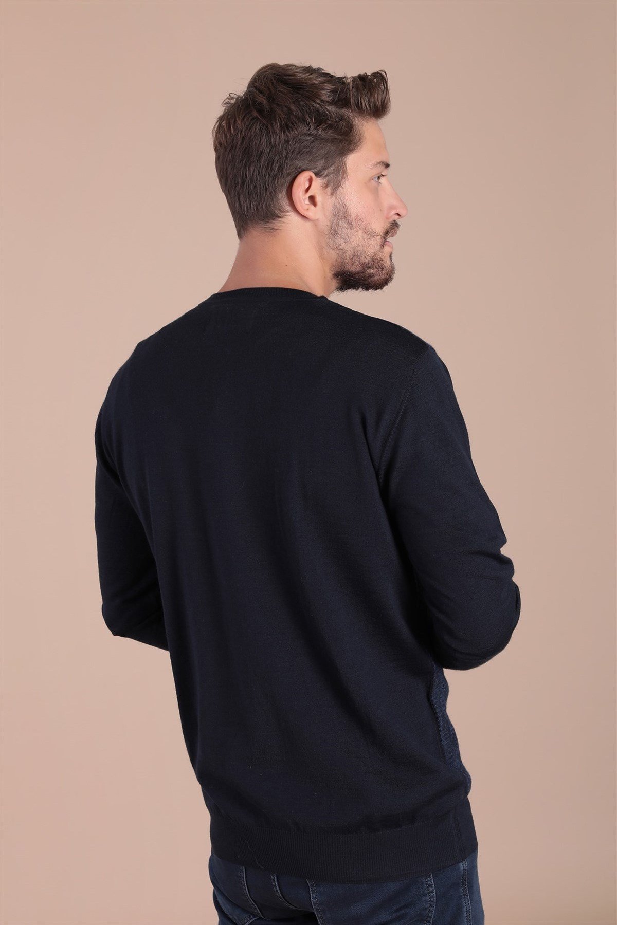 Ferraro Bisiklet Yaka Superfine Yün Kazak - Lacivert