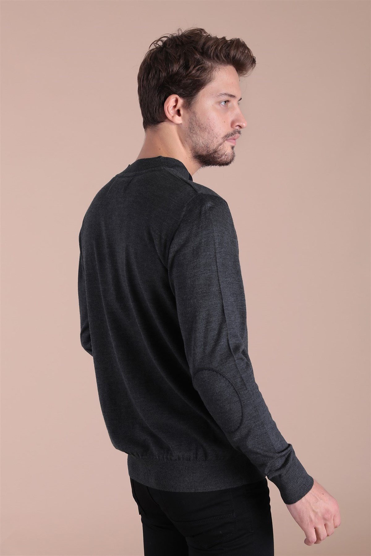 Ferraro Bisiklet Yaka Superfine Yün Kazak - Antrasit