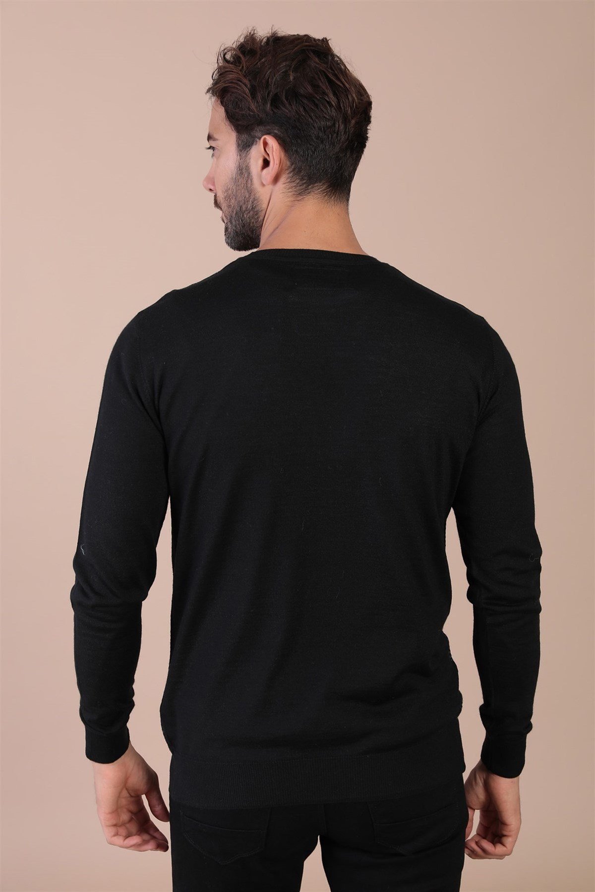 Ferraro Bisiklet Yaka Superfine Yün Kazak - Siyah