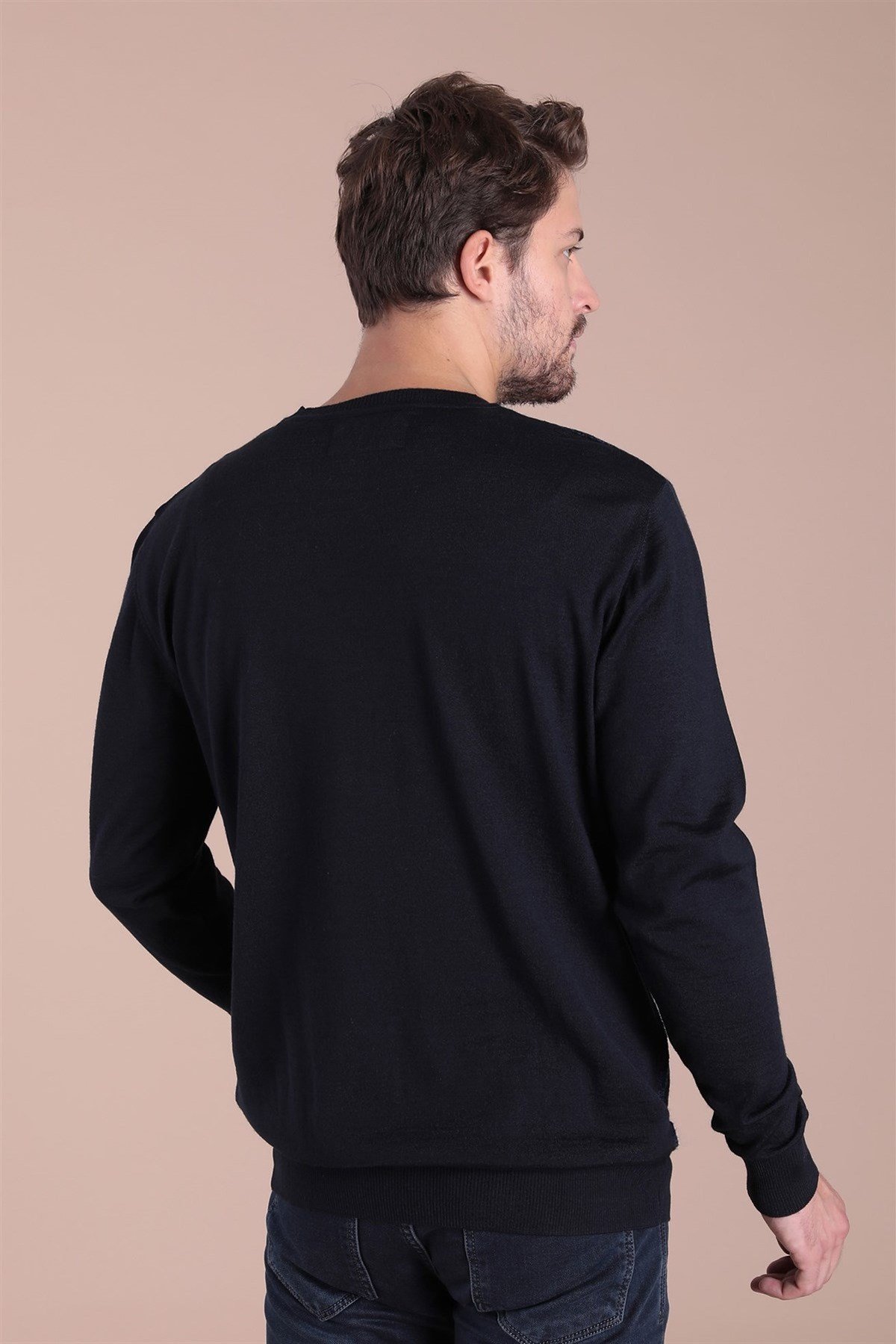 Ferraro Bisiklet Yaka Superfine Yün Kazak - Lacivert